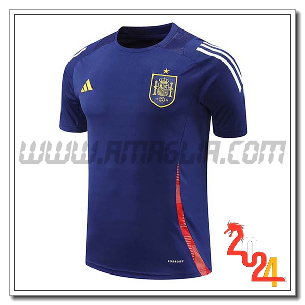 T Shirt Allenamento Spagna Blu/Rosso 2024 2025