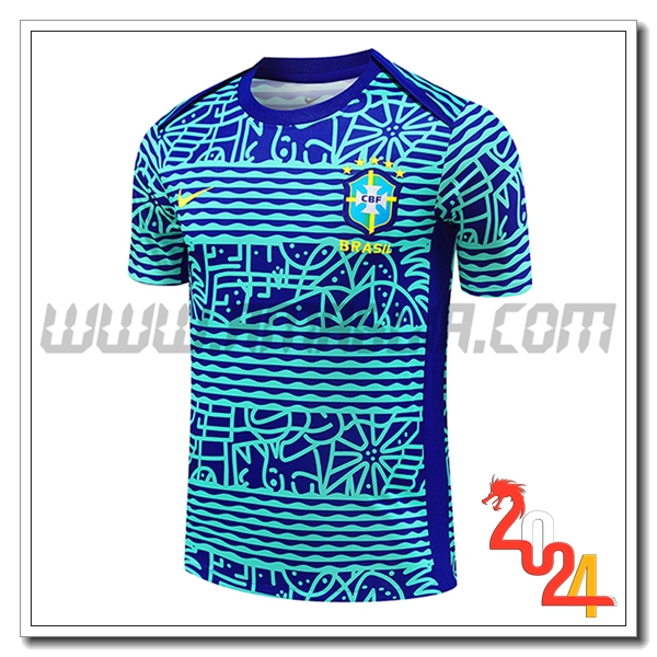 T Shirt Allenamento Brasile Blu/Verde 2024 2025