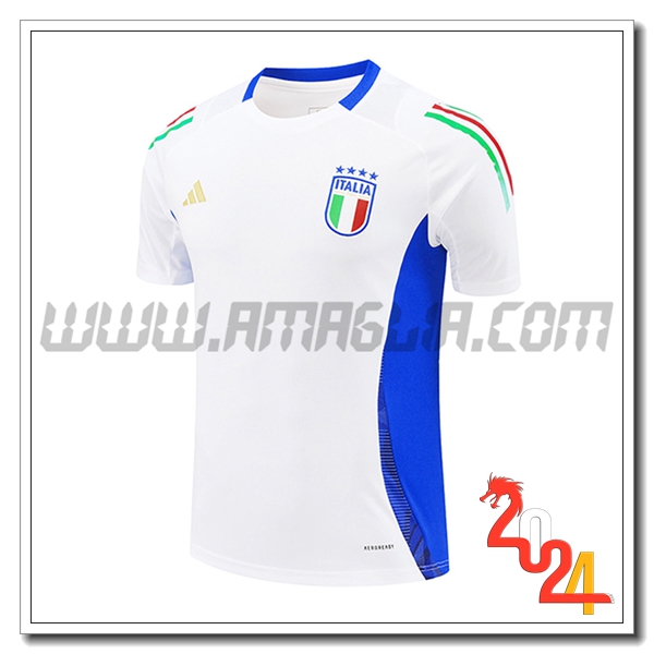 T Shirt Allenamento Italia Bianco/Blu 2024 2025
