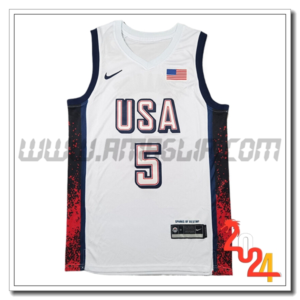 Maglia USA (EDWARDS #5) 2024/25 Bianco/Nero/Rosso