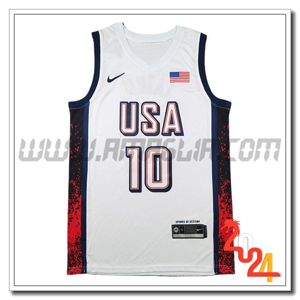Maglia USA (TATUM #10) 2024/25 Bianco/Nero/Rosso