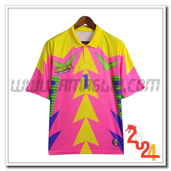 Maglia Retro Portiere Messico Rosa/GIALLO
