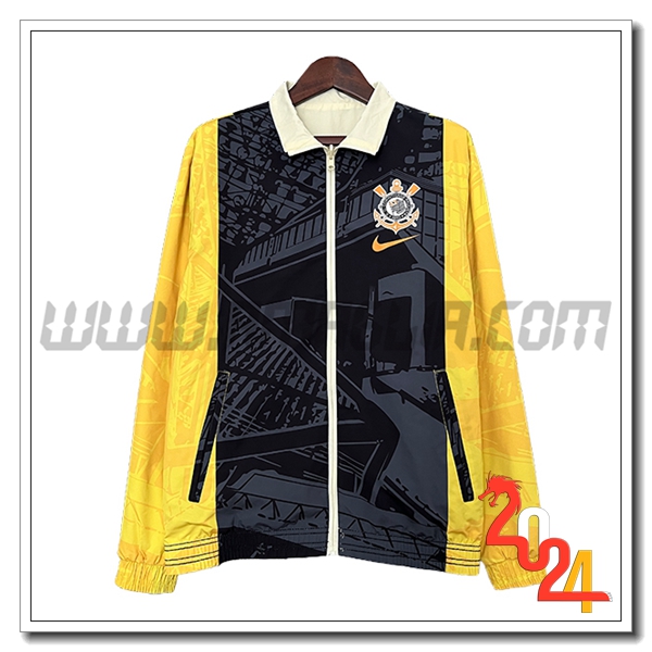 Giacca A Vento Corinthians Nero/Giallo 2024 2025