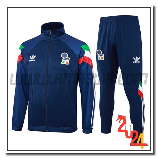 Tuta Allenamento Giacca Italia Blu Reale 2024 2025 -05