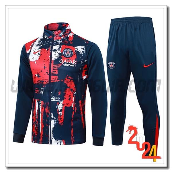 Tuta Allenamento Giacca PSG Blu/Rosso 2024 2025