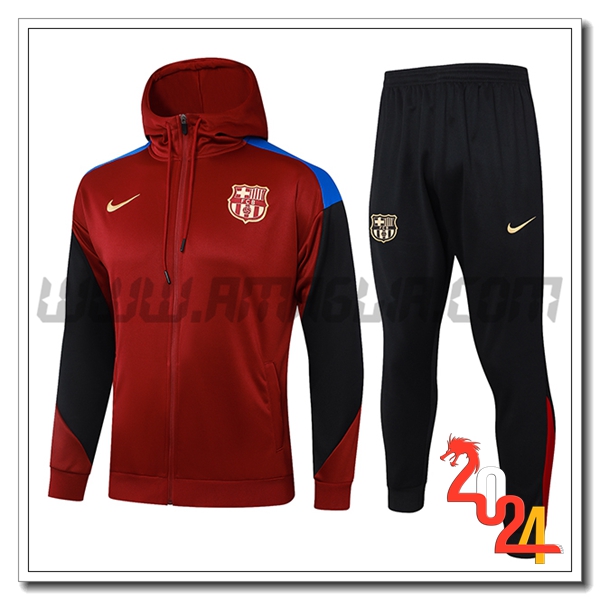Giacca Con Cappuccio Tuta FC Barcellona Rosso/Nero 2024 2025