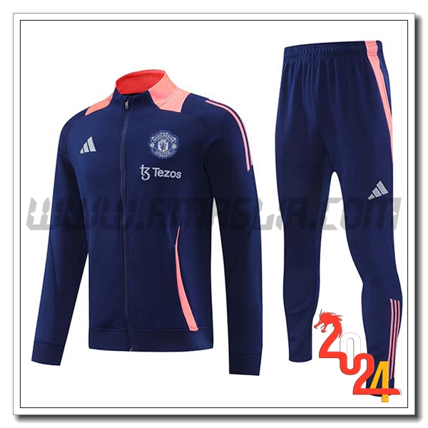 Tuta Allenamento Giacca Manchester United Blu/Rosa 2024 2025