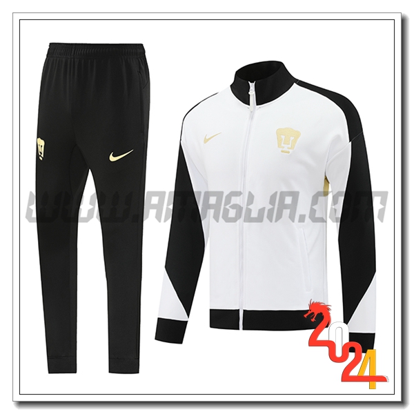 Tuta Allenamento Giacca Pumas UNAM Bianco/Nero/Giallo 2024 2025