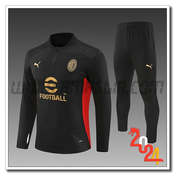 Tuta Allenamento AC Milan Bambino Nero/Rosso/Giallo 2024 2025