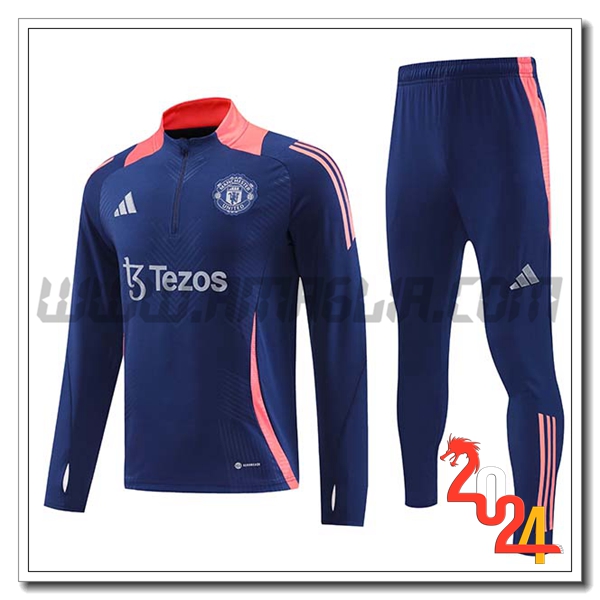 Tuta Allenamento Manchester United Bambino Blu/Rosa 2024 2025