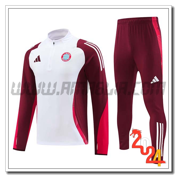 Tuta Allenamento Bayern Monaco Bambino Bianco/Rosso 2024 2025