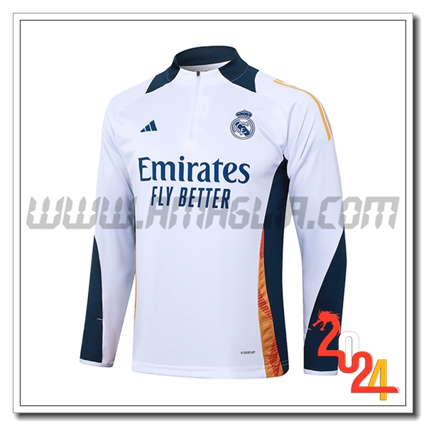 Felpa Allenamento Real Madrid Bianco/Blu/Arancia 2024 2025