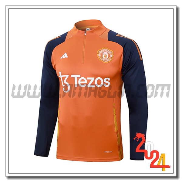 Felpa Allenamento Manchester United Arancia/Blu 2024 2025