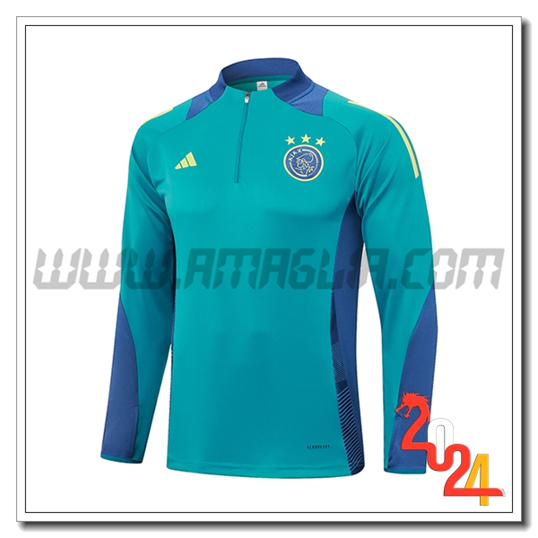 Felpa Allenamento Ajax Verde/Blu 2024 2025