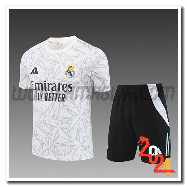 Kit Maglia Allenamento Real Madrid Bambino Bianco/Grigio 2024 2025