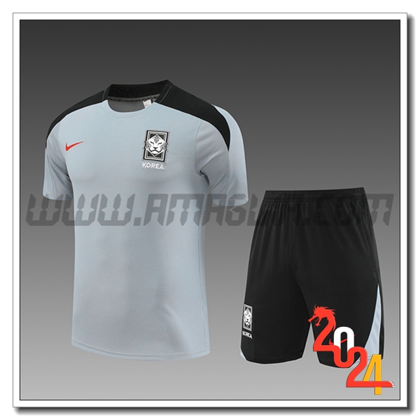 Kit Maglia Allenamento Corée Du Sud Bambino Grigio/Nero 2024 2025