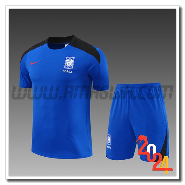Kit Maglia Allenamento Corée Du Sud Bambino Blu/Nero 2024 2025