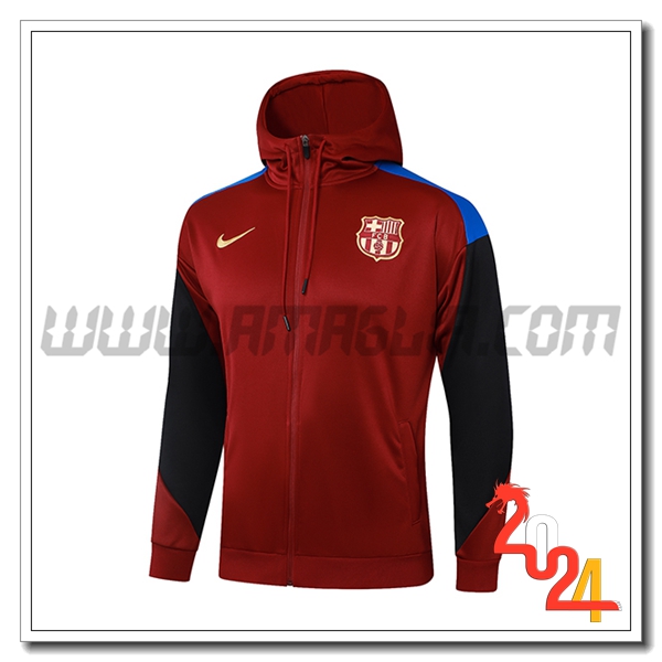 Giacca Con Cappuccio FC Barcellona Rosso/Nero 2024 2025