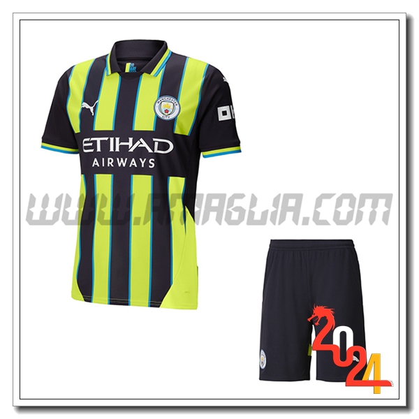 Nuovo Kit Maglia Manchester City Bambino Seconda 2024 2025