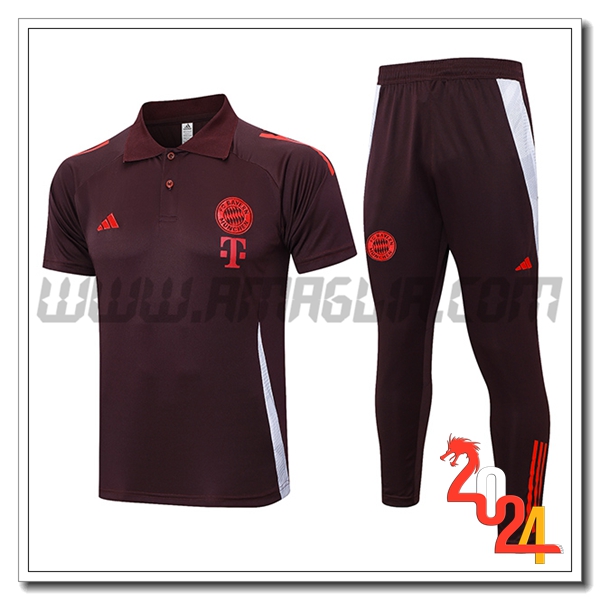 Kit Maglia Polo Bayern Monaco Marrone/Rosso 2024 2025