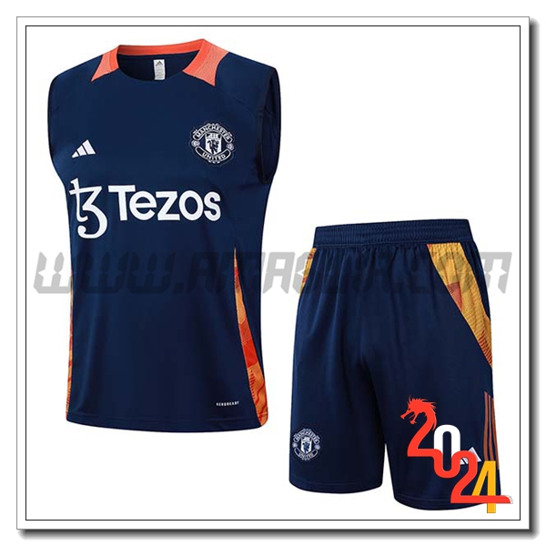Kit Canotta Allenamento Manchester United Blu/Arancia 2024 2025