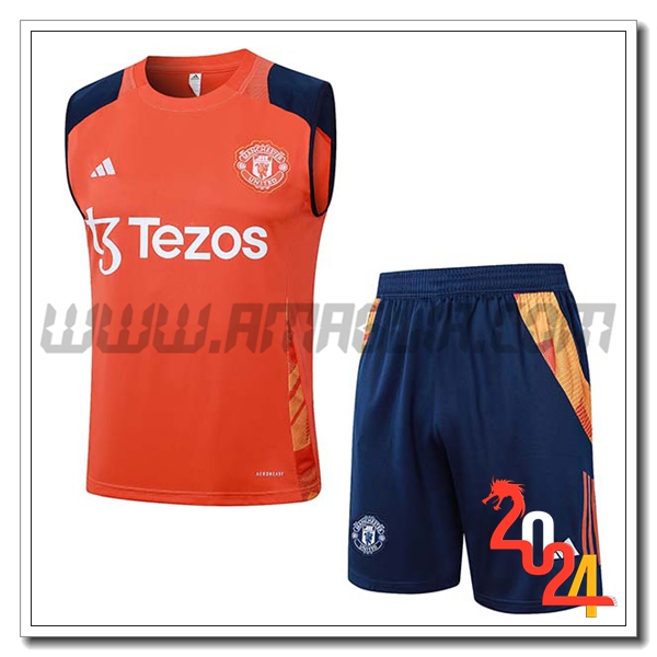 Kit Canotta Allenamento Manchester United Arancia/Blu 2024 2025