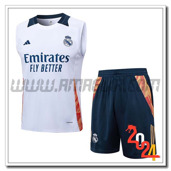 Kit Canotta Allenamento Real Madrid Bianco/Arancia 2024 2025