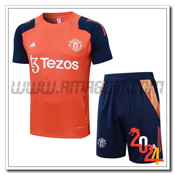 Kit Maglia Allenamento Manchester United Arancia/Blu 2024 2025