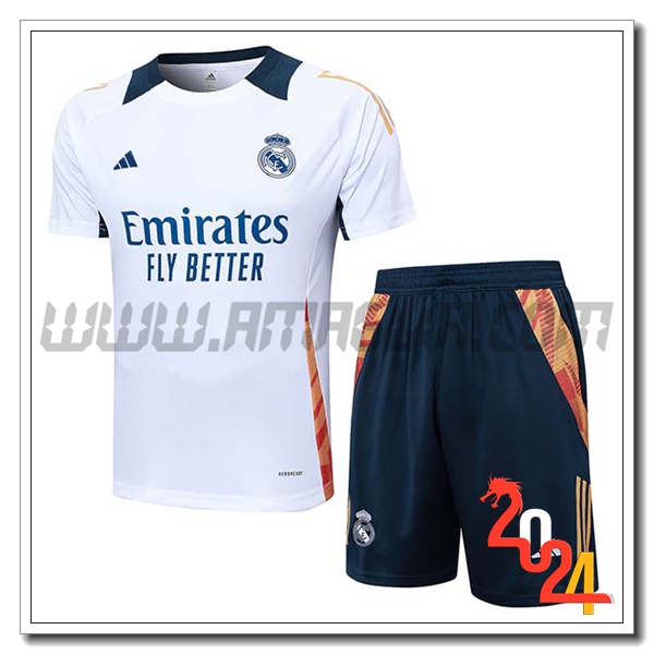 Kit Maglia Allenamento Real Madrid Bianco/Arancia 2024 2025