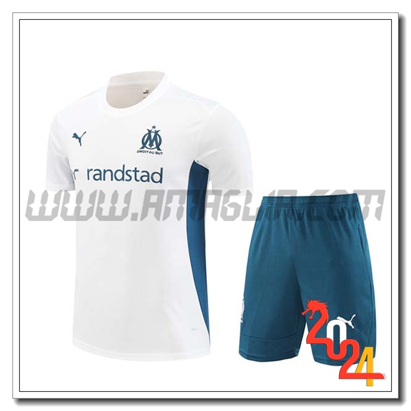 Kit Maglia Allenamento Marsiglia Bianco/Verde 2024 2025