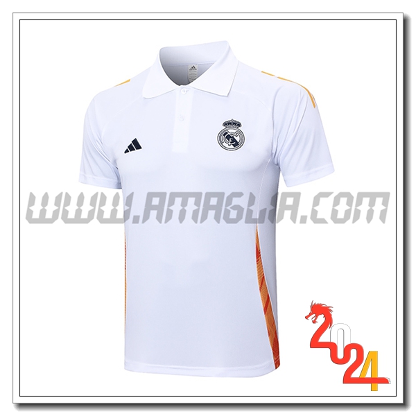 Maglia Polo Real Madrid Bianco/Arancia 2024 2025