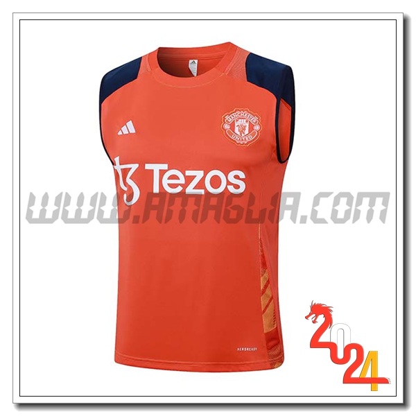 Canotta Allenamento Manchester United Arancia/Blu 2024 2025