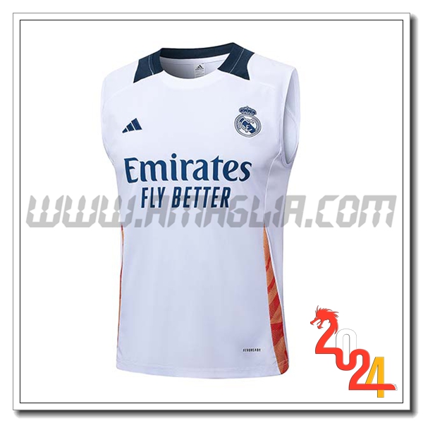 Canotta Allenamento Real Madrid Bianco/Arancia 2024 2025