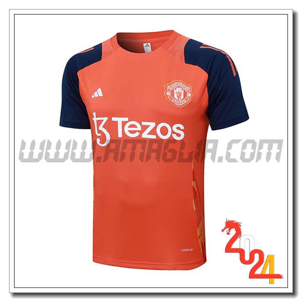 T Shirt Allenamento Manchester United Arancia/Blu 2024 2025