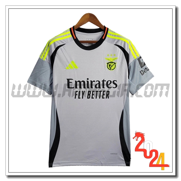 T Shirt Allenamento S.L.Benfica Grigio/Nero/Verde 2024 2025