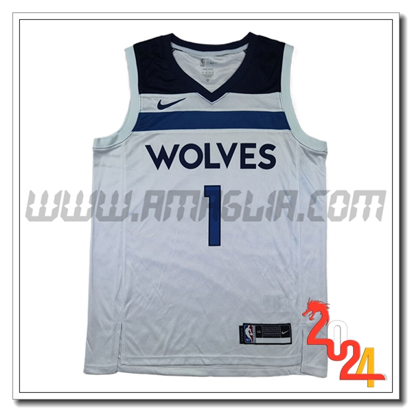 Maglia Minnesota Timberwolves (EDWARDS #1) 2024/25 Bianco/Blu