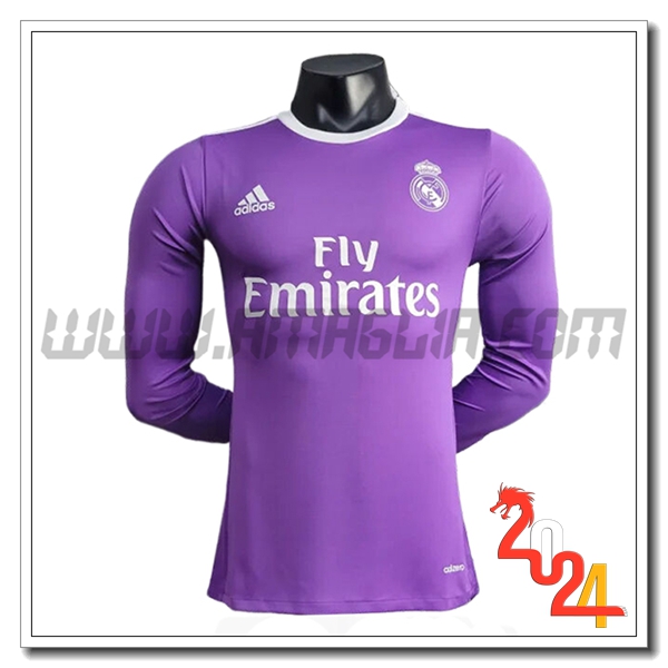 Seconda Maglia Retro Real Madrid Maniche lunghe 2014/2015