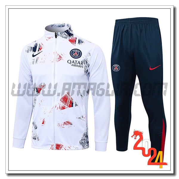Tuta Allenamento Giacca PSG Bianco 2024 2025