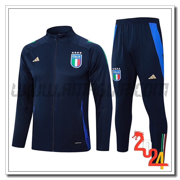 Tuta Allenamento Giacca Italia Blu Scuro 2024 2025