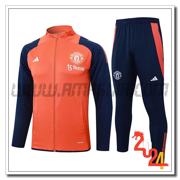 Tuta Allenamento Giacca Manchester United Arancia/Blu 2024 2025