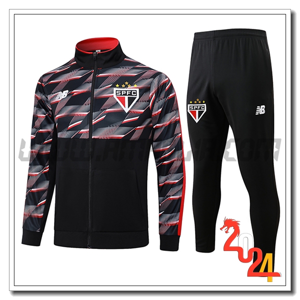 Tuta Allenamento Giacca Sao Paulo FC Nero/Rosso 2024 2025