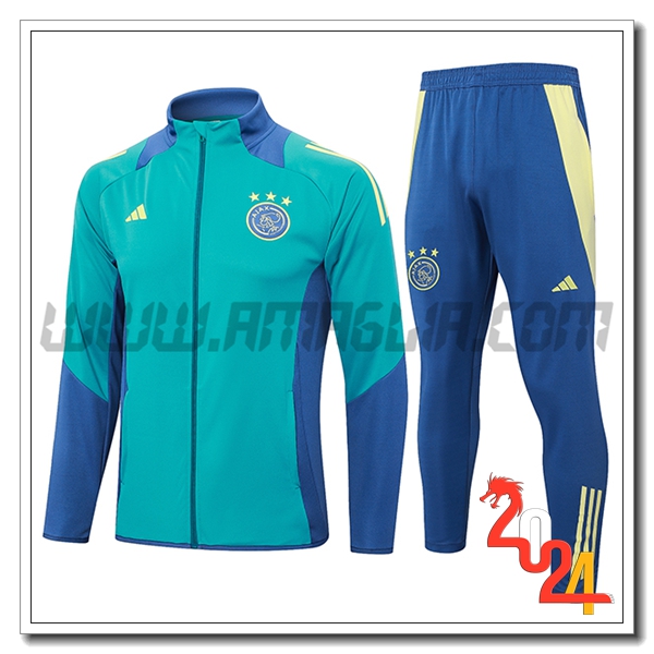 Tuta Allenamento Giacca Ajax Verde/Blu 2024 2025