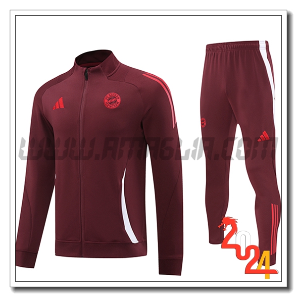 Tuta Allenamento Giacca Bayern Monaco Rosso 2024 2025