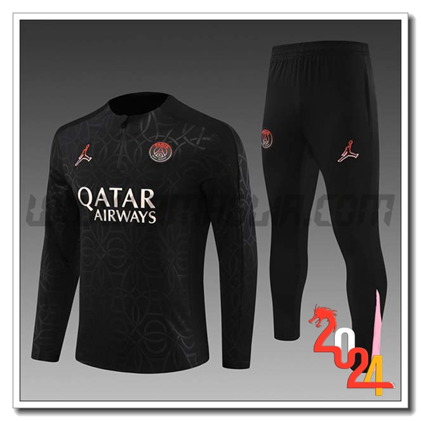 Tuta Allenamento PSG Bambino Nero/Rosa 2024 2025