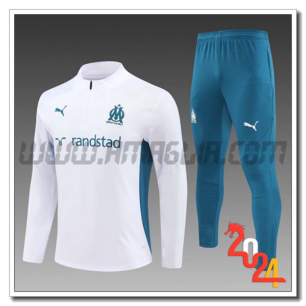 Tuta Allenamento Marsiglia Bambino Bianco/Verde 2024 2025