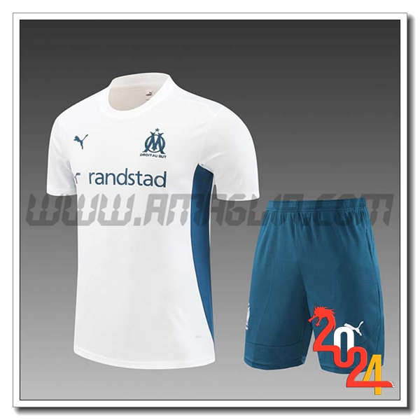 Kit Maglia Allenamento Marsiglia Bambino Bianco/Verde 2024 2025