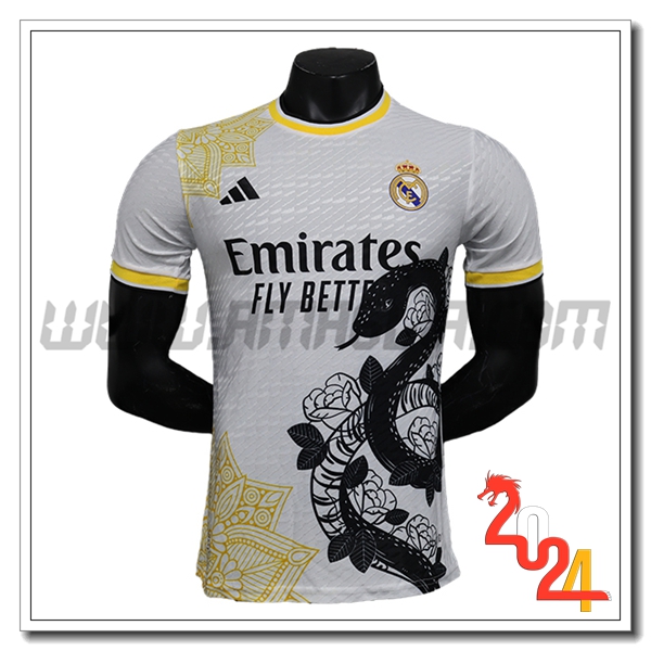 Maglia Calcio Real Madrid Edizione speciale 2024 2025 Bianco/GIALLO
