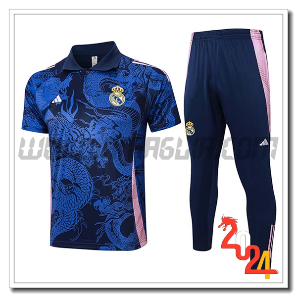 Kit Maglia Polo Real Madrid Blu/Rosa 2024 2025