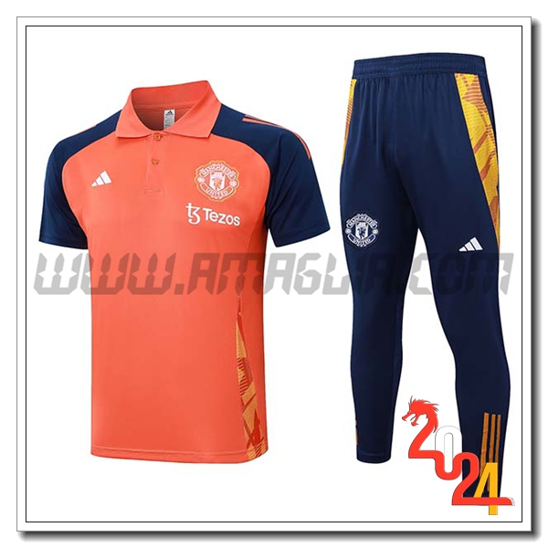 Kit Maglia Polo Manchester United Arancia/Blu 2024 2025