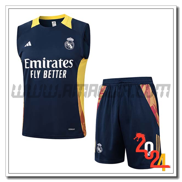 Kit Canotta Allenamento Real Madrid Blu/Giallo 2024 2025